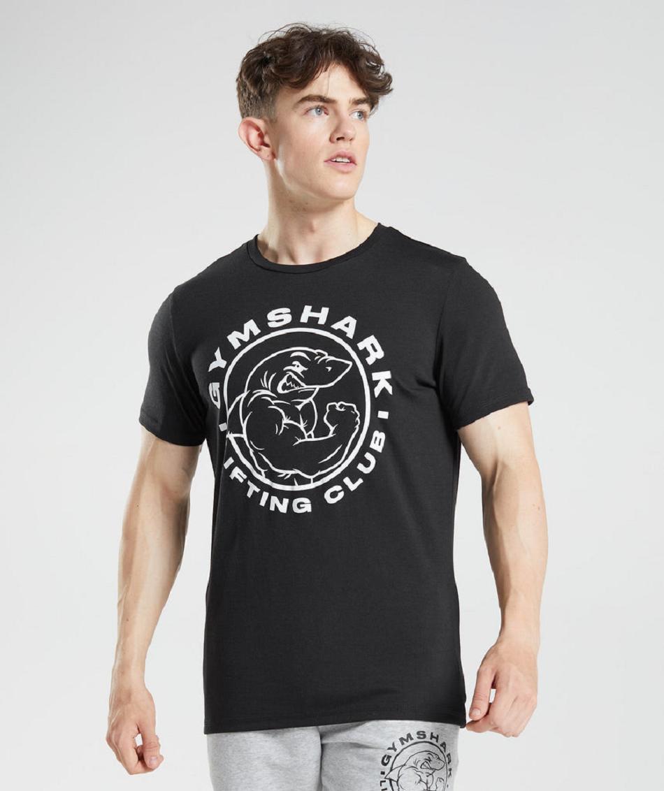 T Shirts Męskie Gymshark Legacy Czarne | PL 3886NWY